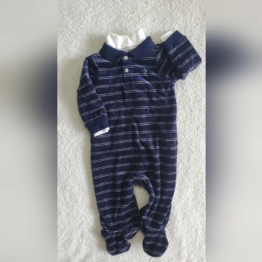 POLO by Ralph Lauren velour onesie‎ 2 pieces Size 9M